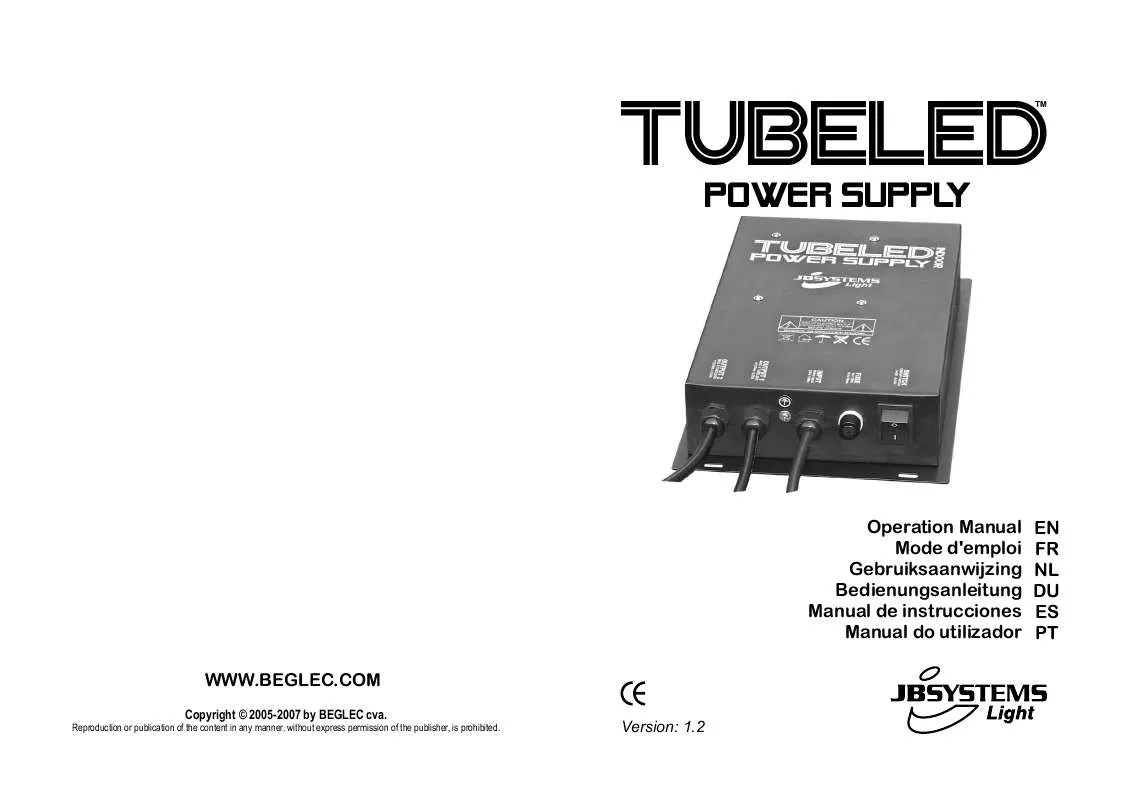 Mode d'emploi JBSYSTEMS LIGHT TUBLELED POWER SUPPLY