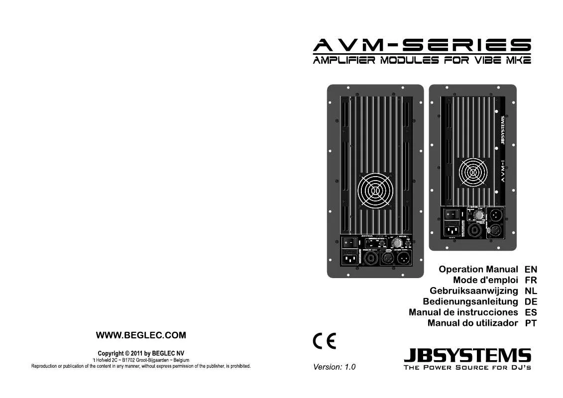 Mode d'emploi JBSYSTEMS AVM-1