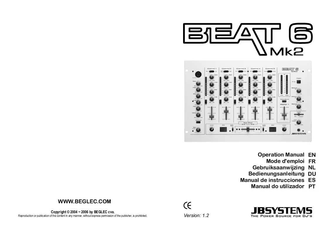 Mode d'emploi JBSYSTEMS BEAT 6 MK2