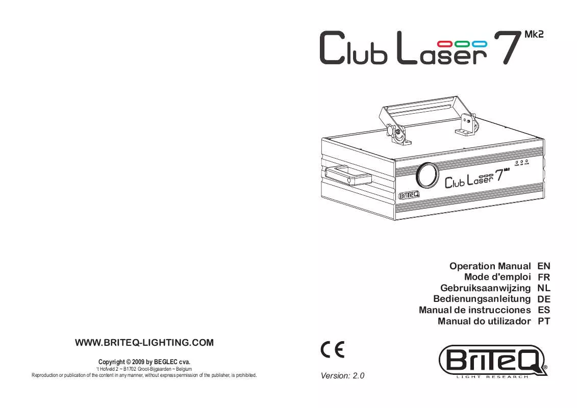 Mode d'emploi JBSYSTEMS CLUB LASER 7 MK2