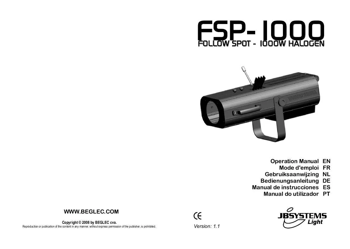 Mode d'emploi JBSYSTEMS FSP-1000