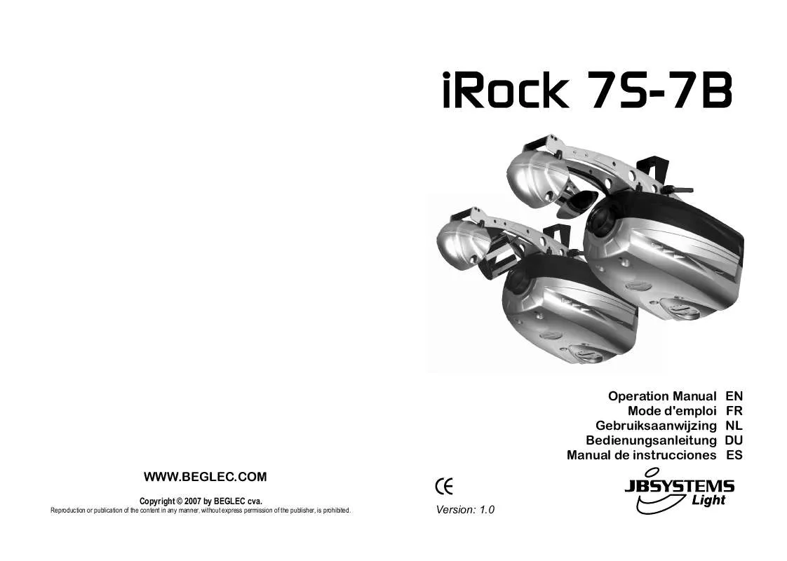 Mode d'emploi JBSYSTEMS IROCK 7S-7B