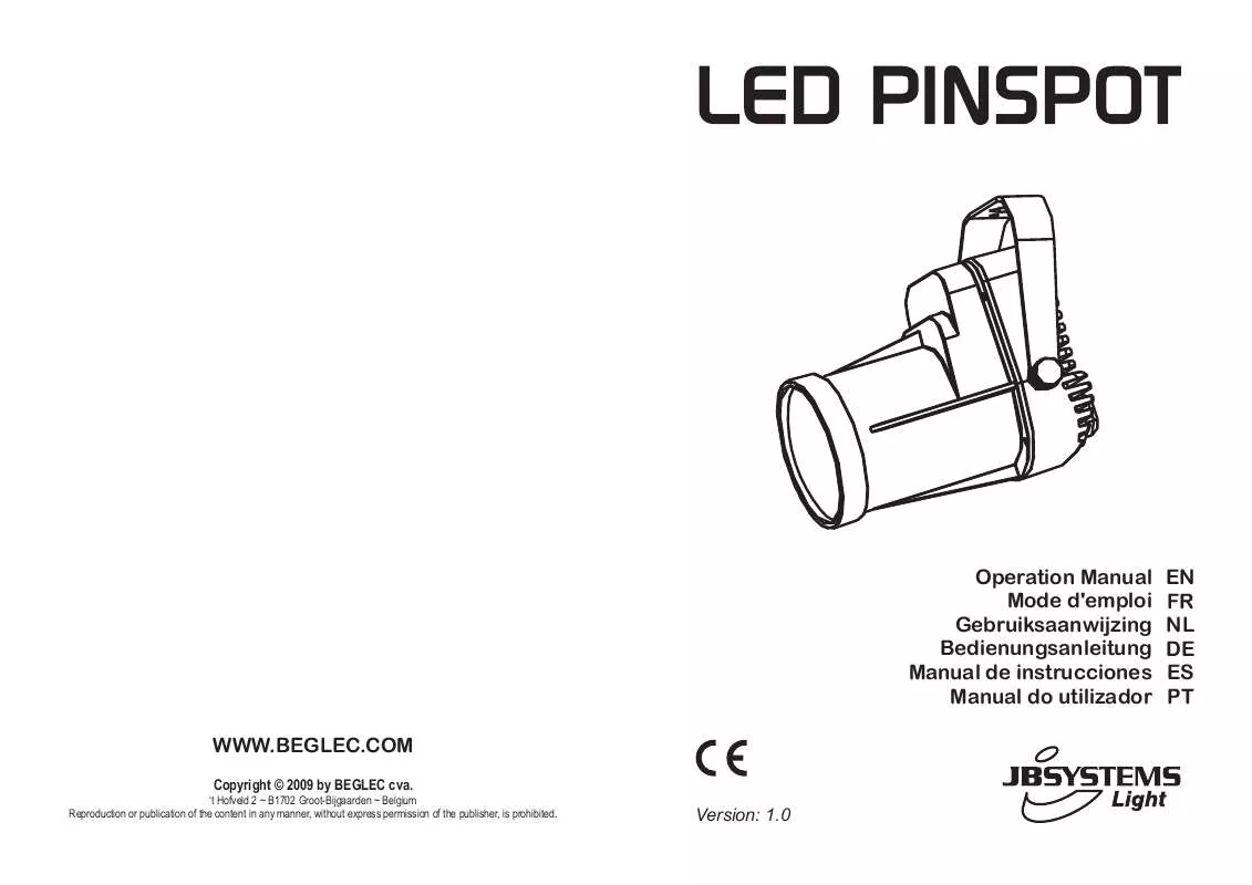 Mode d'emploi JBSYSTEMS LED PINSPOT