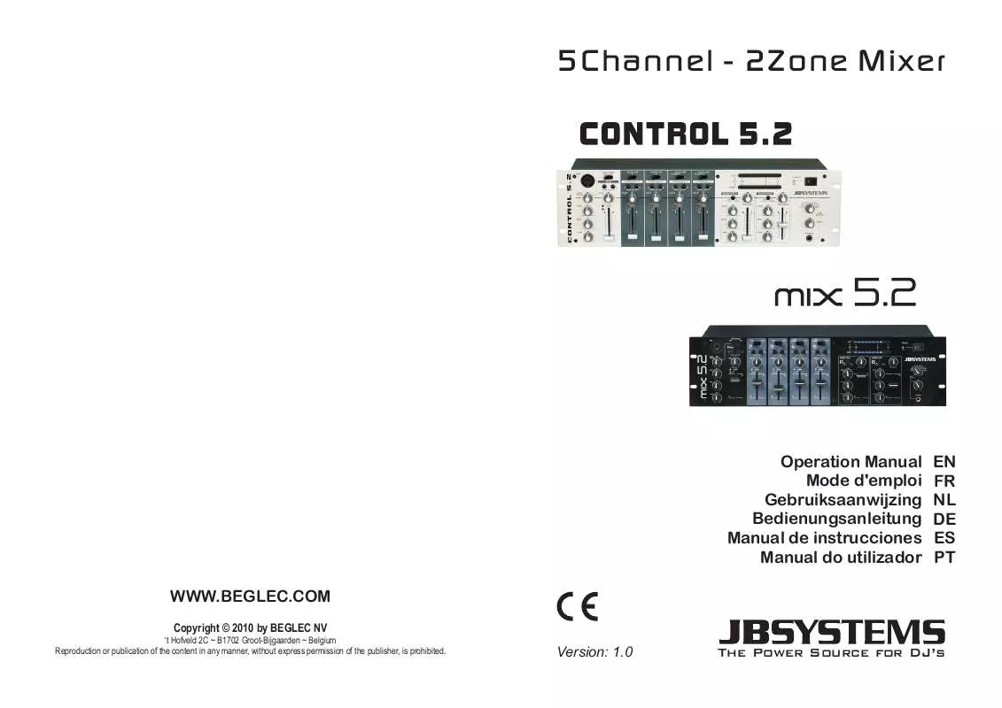 Mode d'emploi JBSYSTEMS MIX 5.2