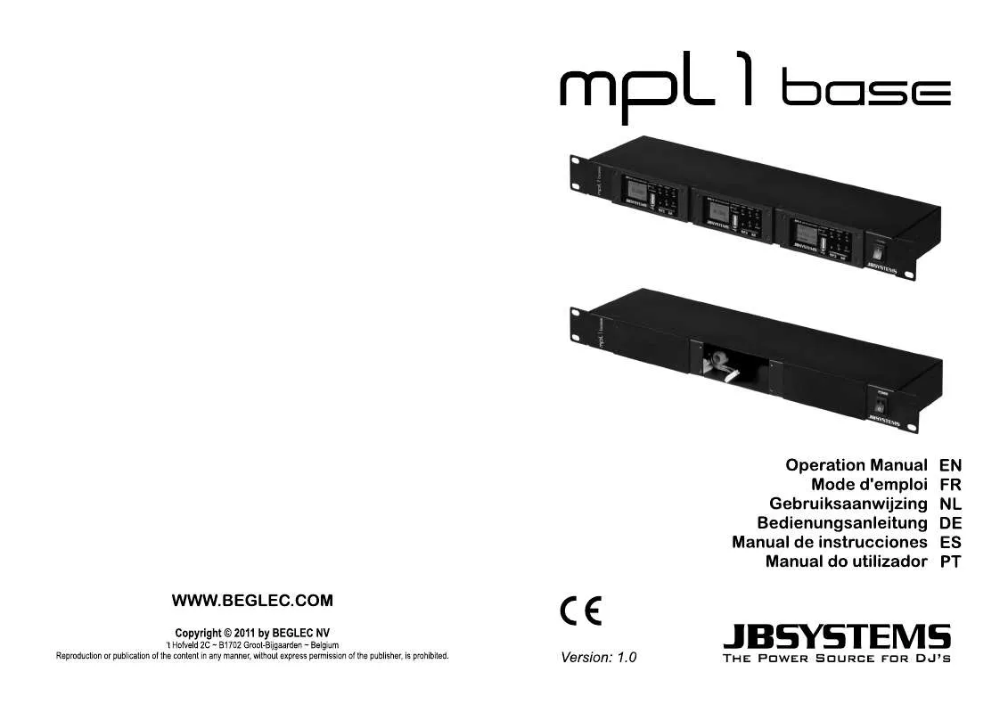 Mode d'emploi JBSYSTEMS MPL 1