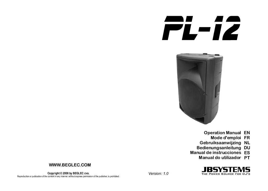 Mode d'emploi JBSYSTEMS PL-12