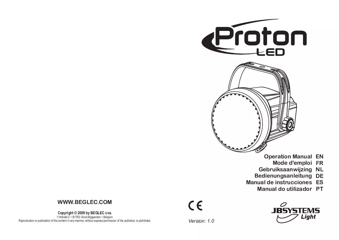 Mode d'emploi JBSYSTEMS PROTON LED