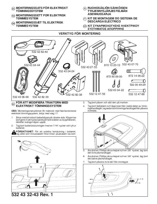 Mode d'emploi JONSERED ELECTRIC DUMP SYSTEM KIT