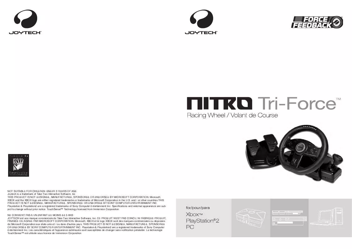 Mode d'emploi JOYTECH NITRO TRI-FORCE 3IN1 RACING WHEEL