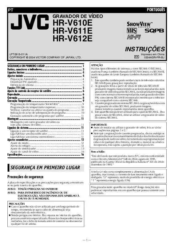 Mode d'emploi JVC HR-V610E