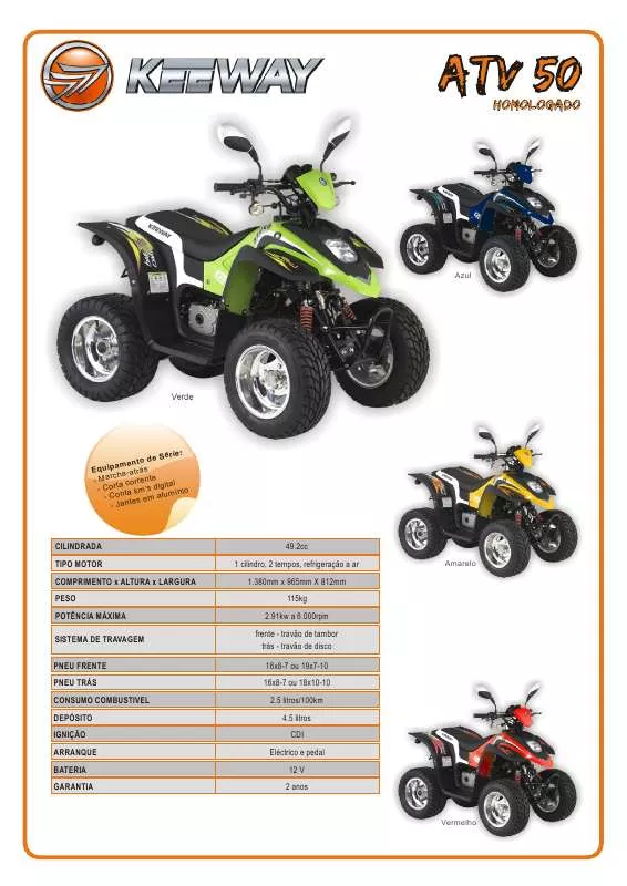 Mode d'emploi KEEWAY ATV 50 H