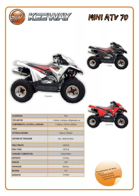 Mode d'emploi KEEWAY MINI ATV 70