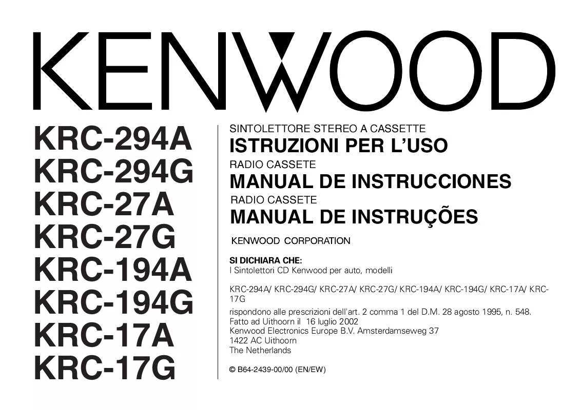 Mode d'emploi KENWOOD KRC-27G