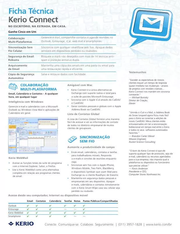 Mode d'emploi KERIO TECHNOLOGIES CONNECT