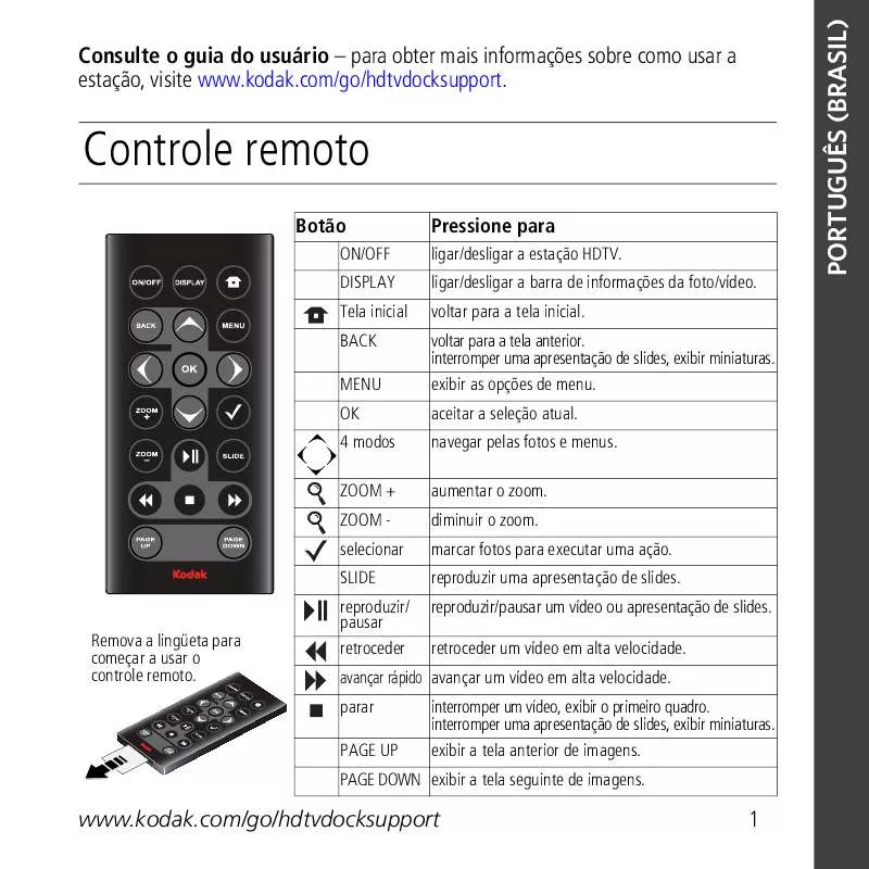 Mode d'emploi KODAK HDTV DOCK