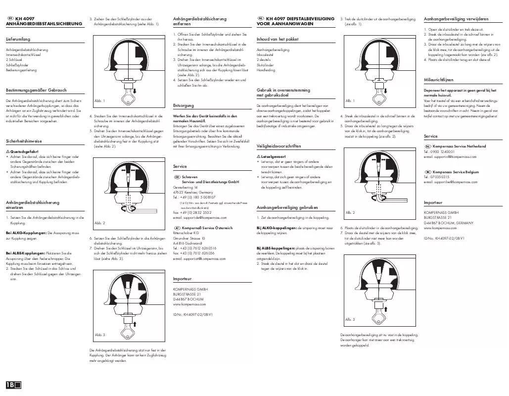 Mode d'emploi KOMPERNASS KH 4097 TRAILER ANTI-THEFT DEVICE