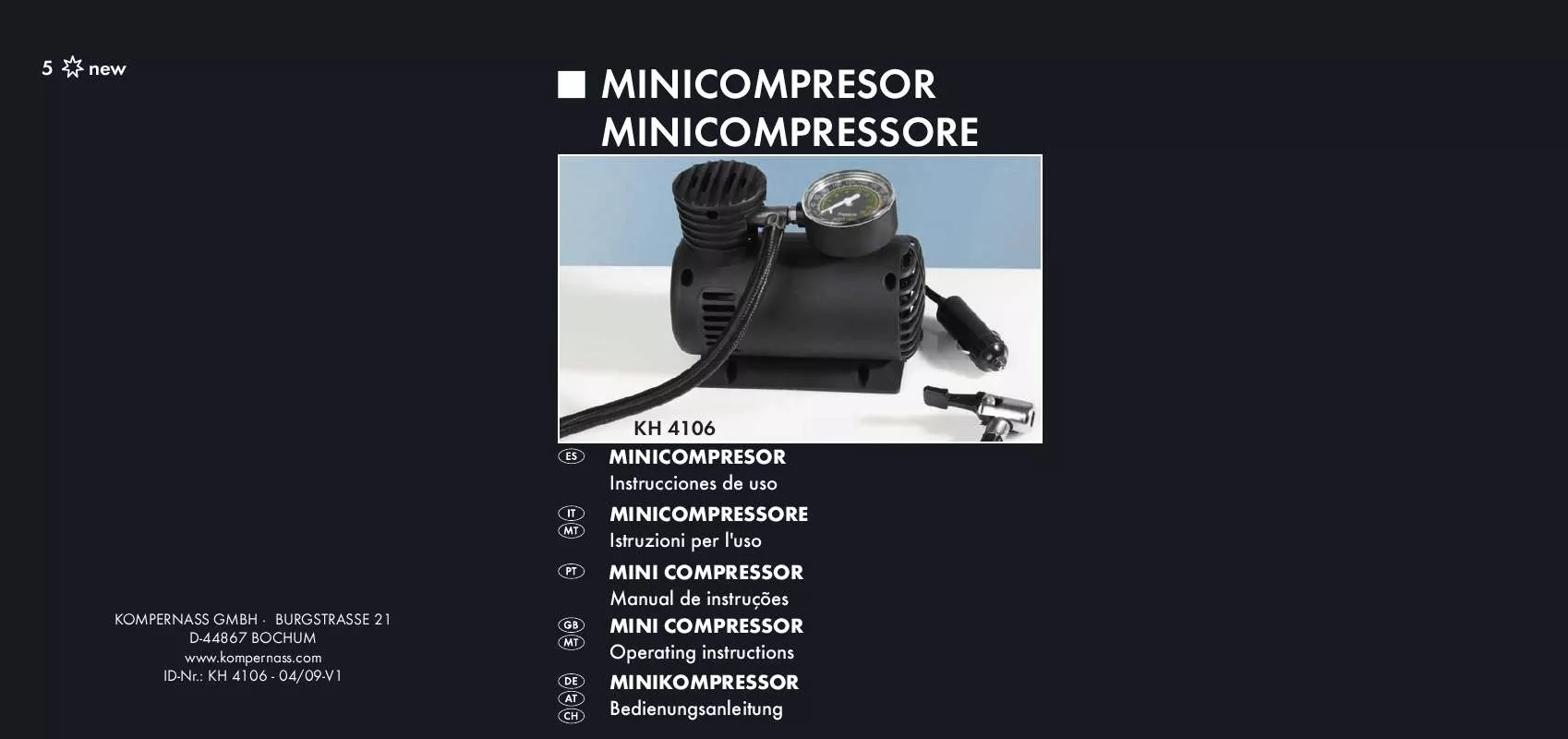 Mode d'emploi KOMPERNASS KH 4106 MINI-COMPRESSOR