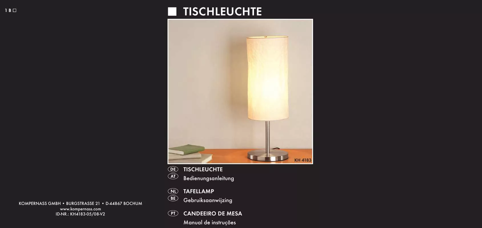 Mode d'emploi KOMPERNASS KH 4183 TABLE LAMP