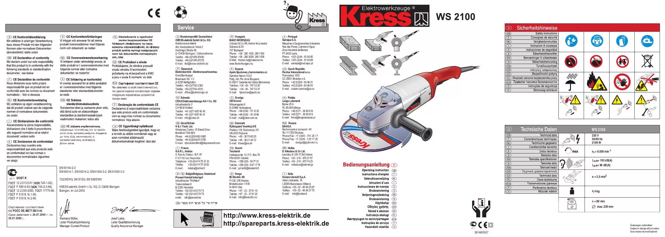 Mode d'emploi KRESS WS 2100