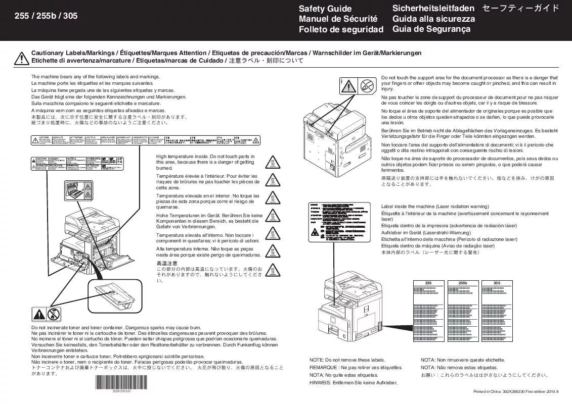 Mode d'emploi KYOCERA TASKALFA 255