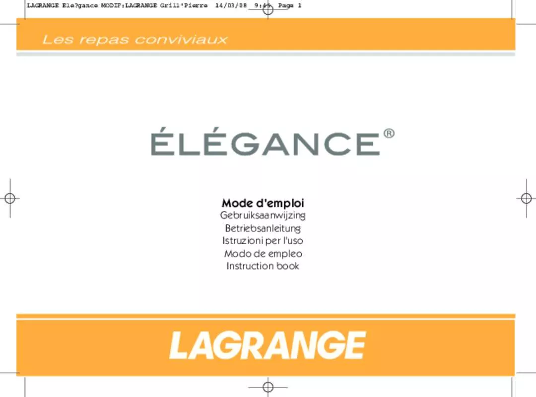 Mode d'emploi LAGRANGE ELEGANCE