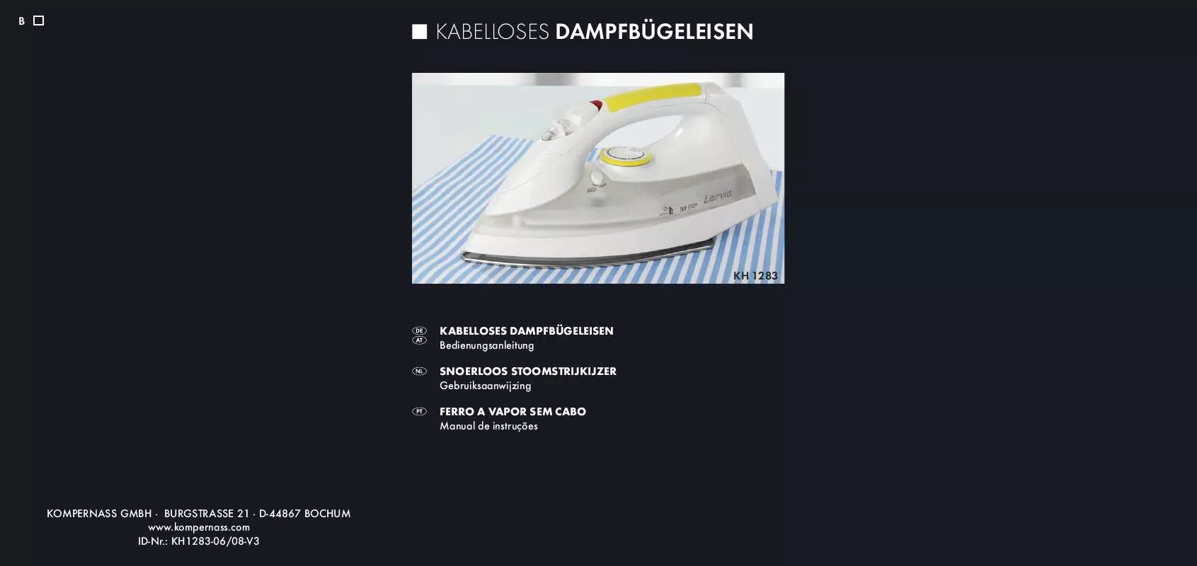 Mode d'emploi LERVIA KH 1283 CORDLESS STEAM IRON