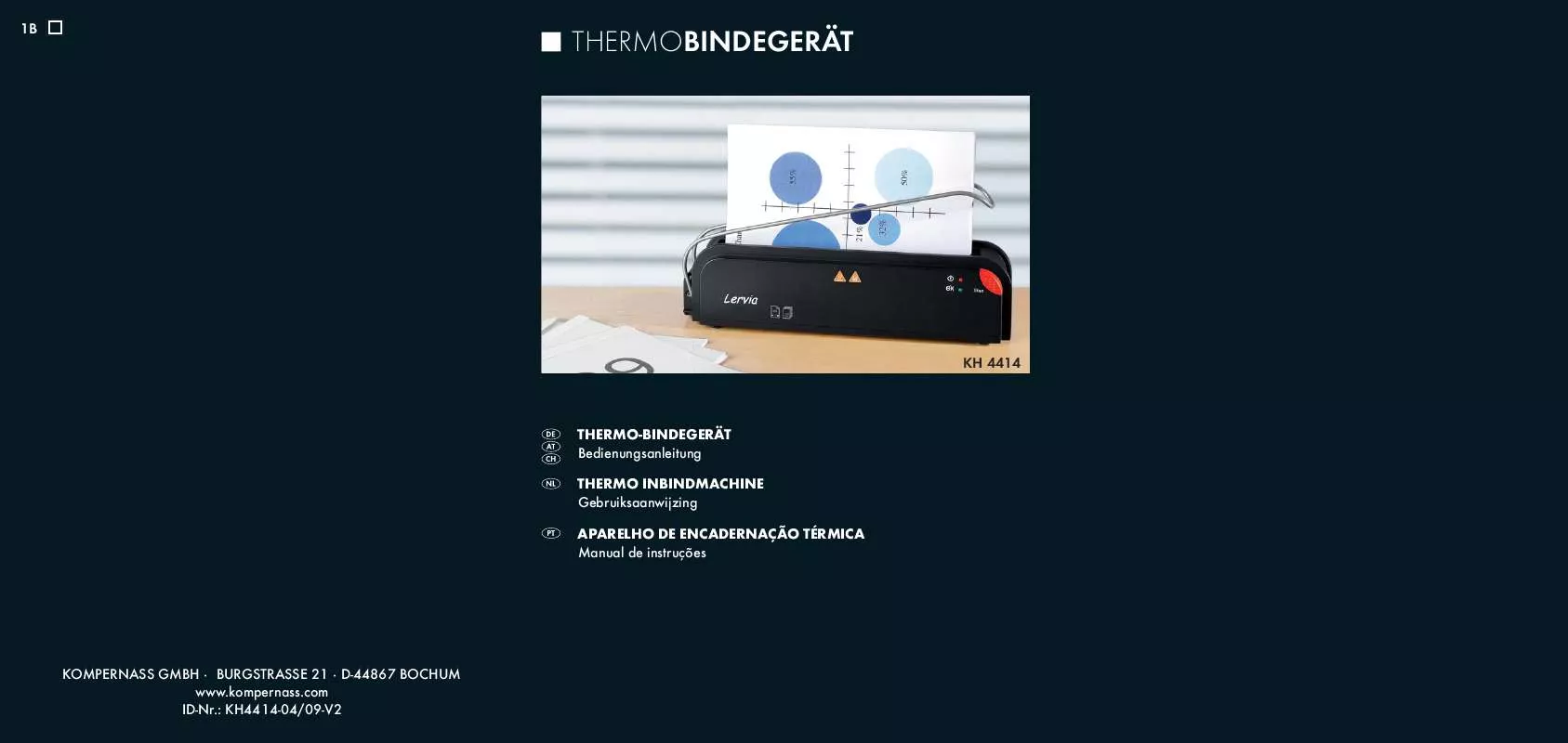 Mode d'emploi LERVIA KH 4414 THERMAL HEAT BINDING MACHINE