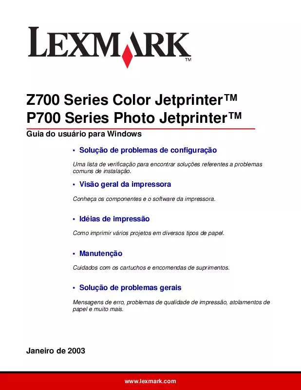 Mode d'emploi LEXMARK Z705