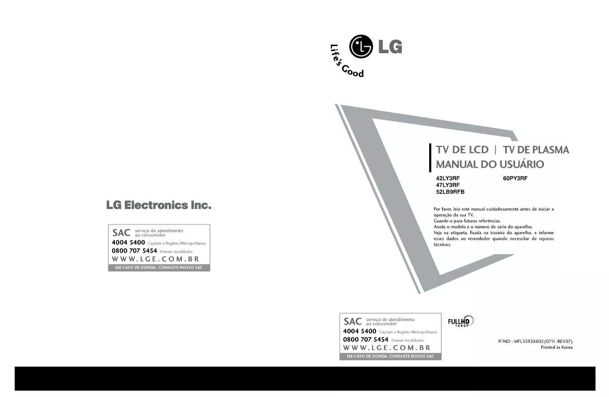 Mode d'emploi LG 60PY3RF