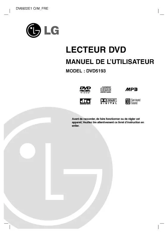 Mode d'emploi LG DVD5193