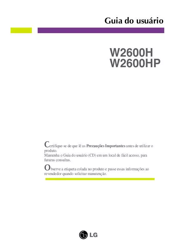 Mode d'emploi LG W2600HP-BF