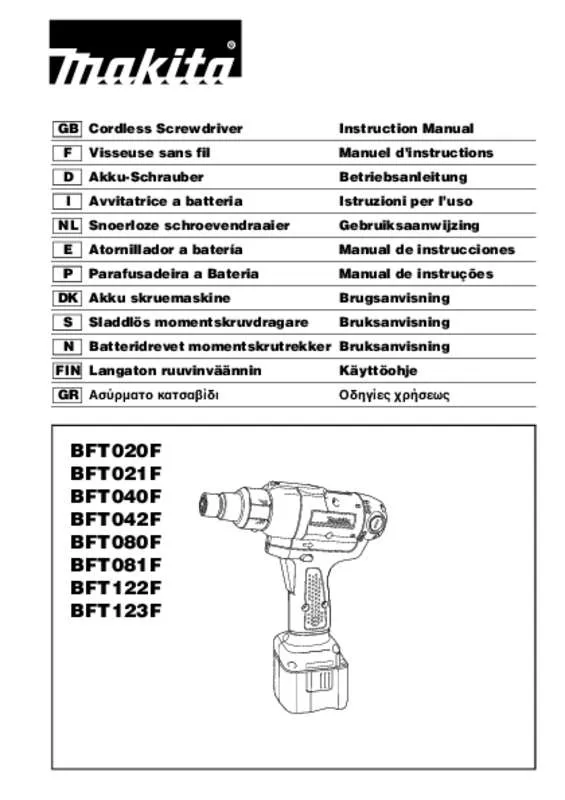 Mode d'emploi MAKITA BFT021F