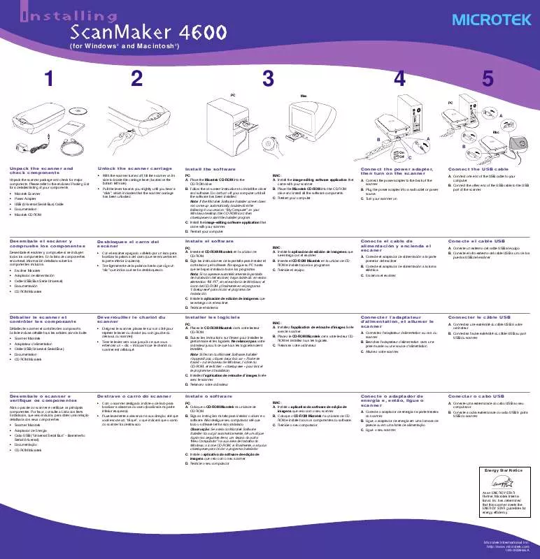 Mode d'emploi MICROTEK SCANMAKER 4600