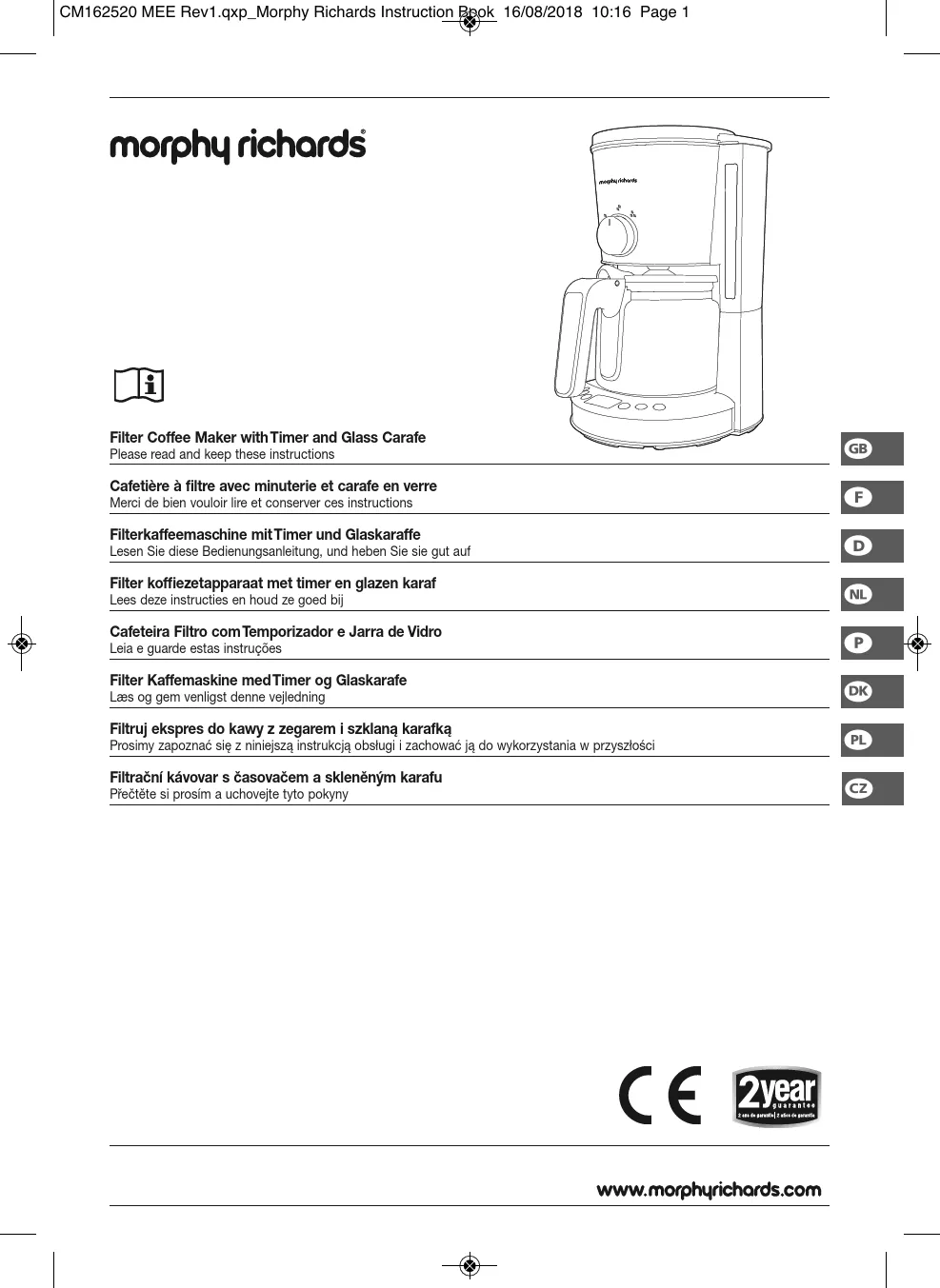 Mode d'emploi MORPHY RICHARDS 162520