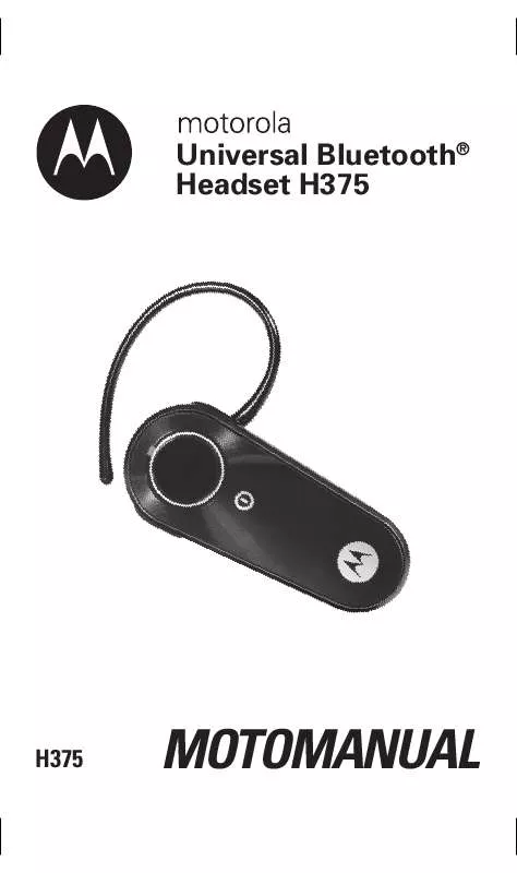 Mode d'emploi MOTOROLA AURICULAR UNIVERSAL BLUETOOTH H375