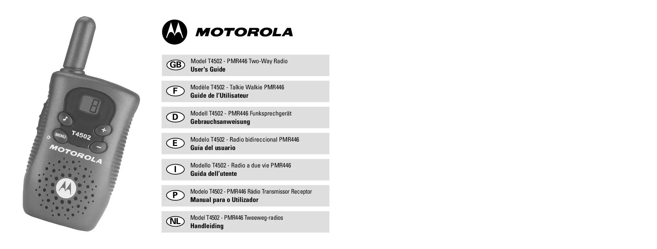 Mode d'emploi MOTOROLA T4502