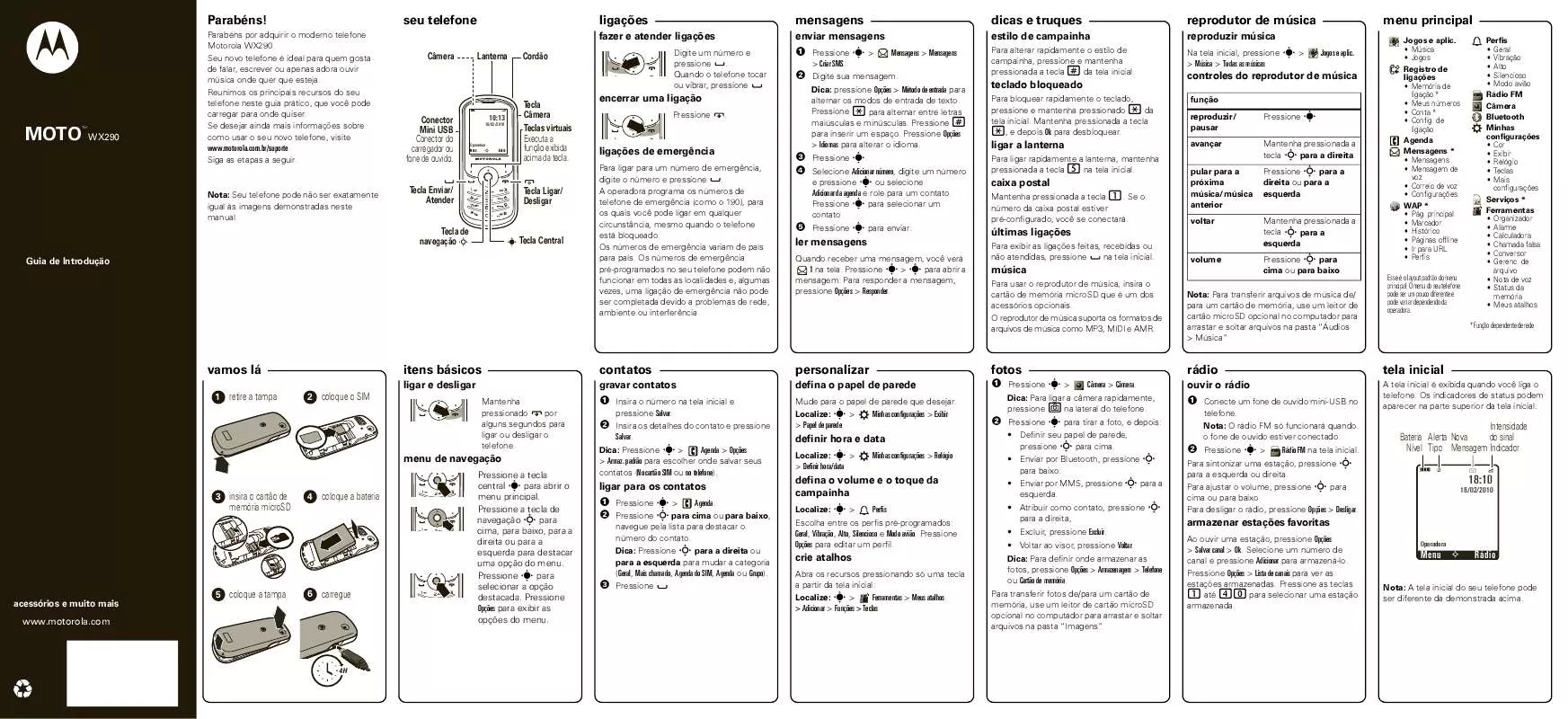 Mode d'emploi MOTOROLA WX290