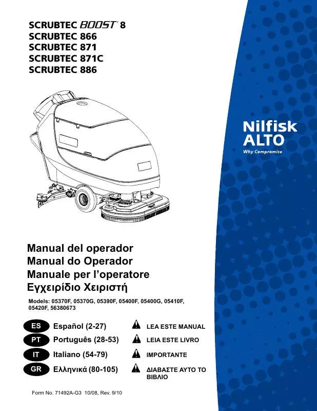 Mode d'emploi NILFISK SCRUBTEC 871C