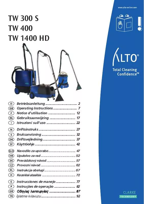 Mode d'emploi NILFISK TW 300 S