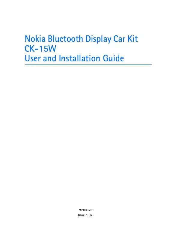 Mode d'emploi NOKIA DISPLAY CAR KIT