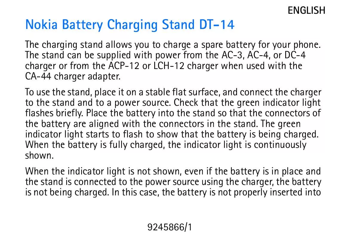 Mode d'emploi NOKIA DT-14