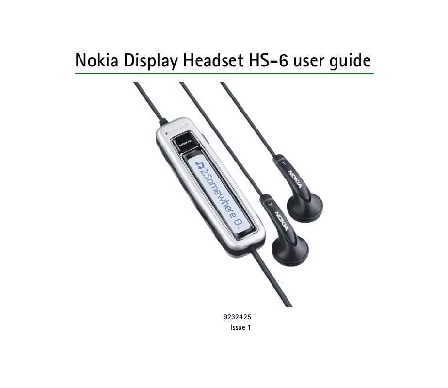 Mode d'emploi NOKIA HEADSET HS-6