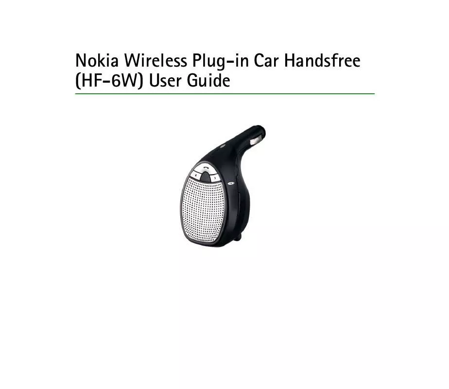 Mode d'emploi NOKIA WIRELESS PLUG-IN CAR HANDSFREE HF-6W