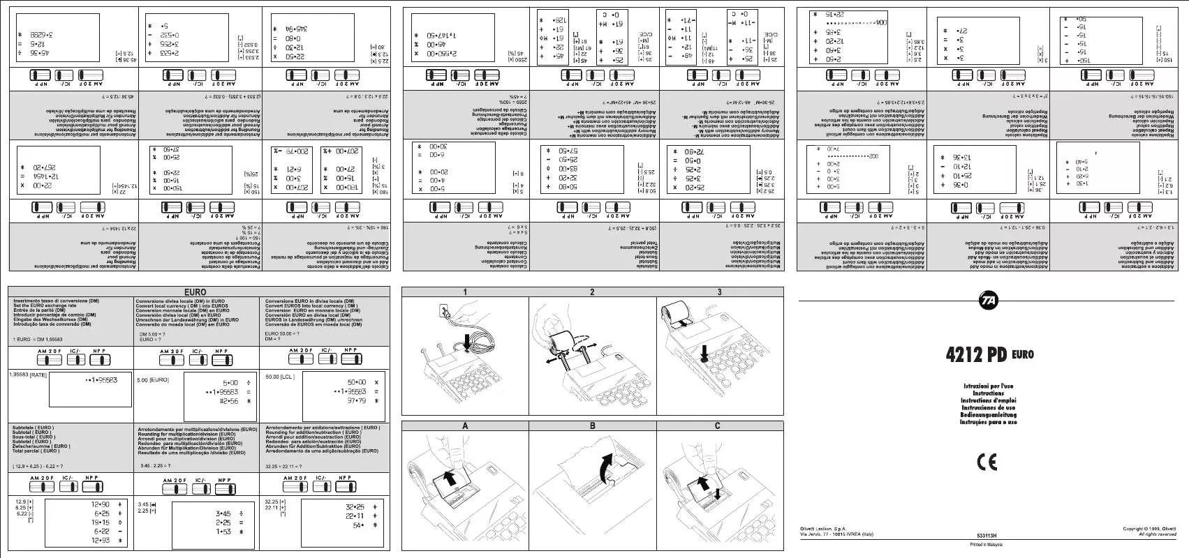 Mode d'emploi OLIVETTI 4212 PD EURO