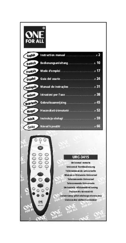 Mode d'emploi ONE FOR ALL URC 3410