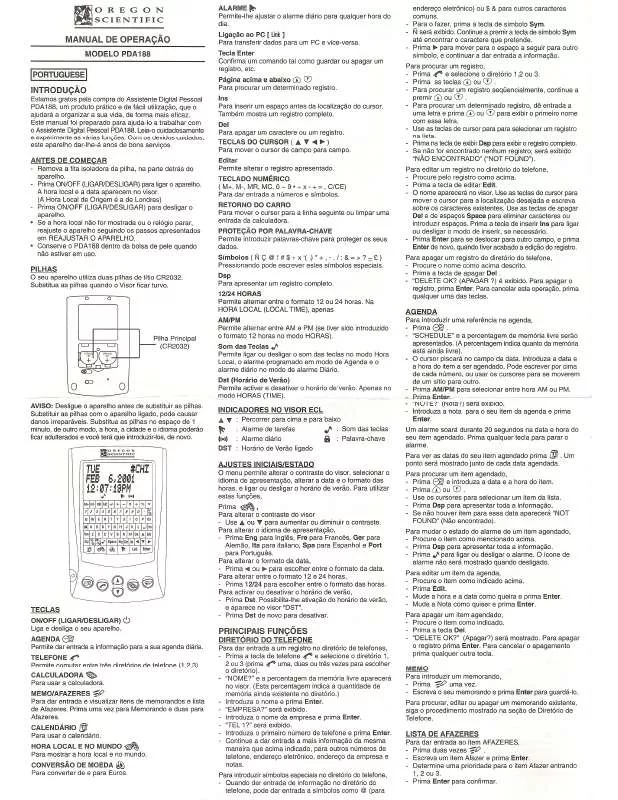 Mode d'emploi OREGON SCIENTIFIC PDA188