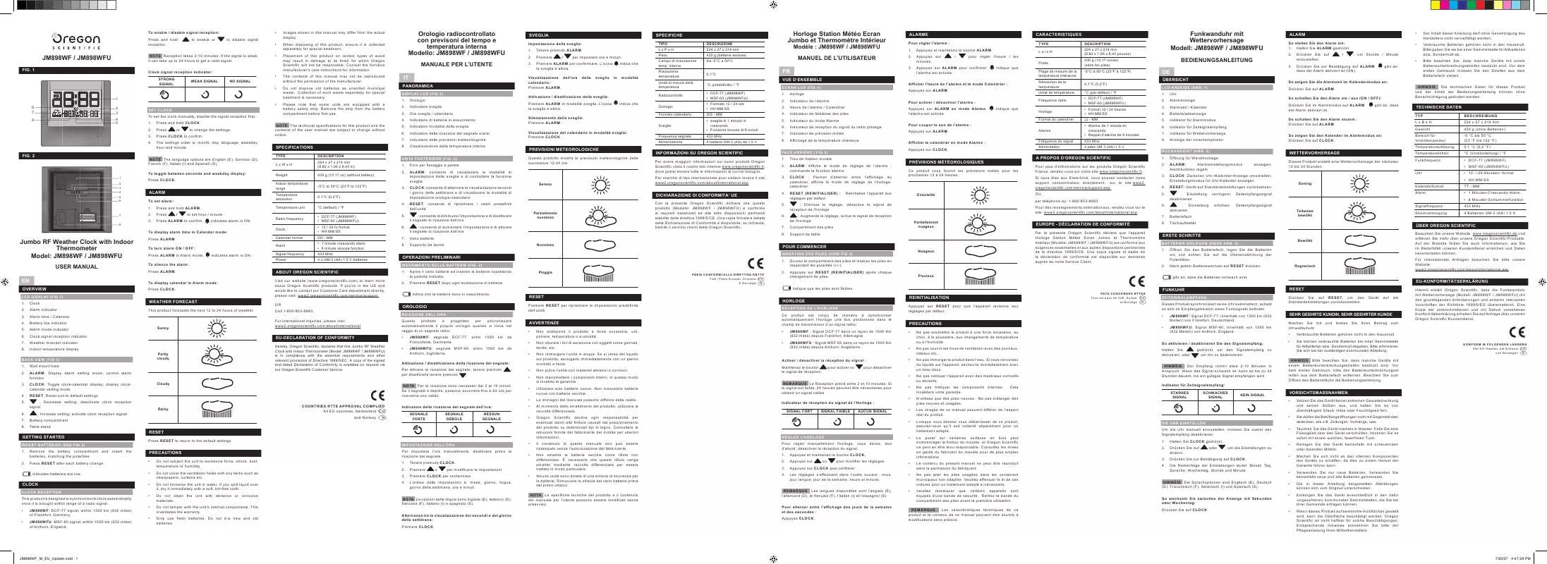 Mode d'emploi OREGON JM898WFU