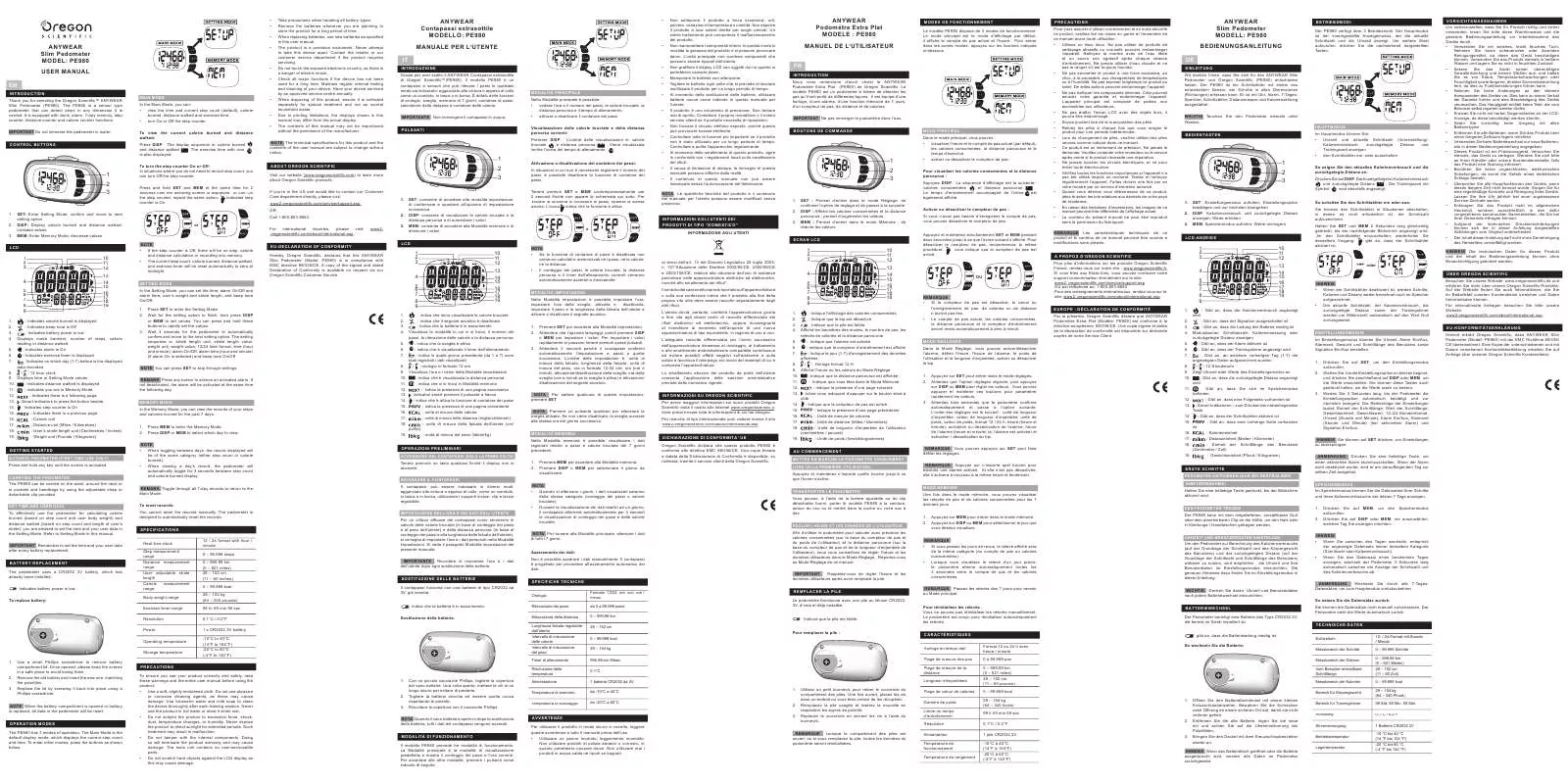 Mode d'emploi OREGON PE980