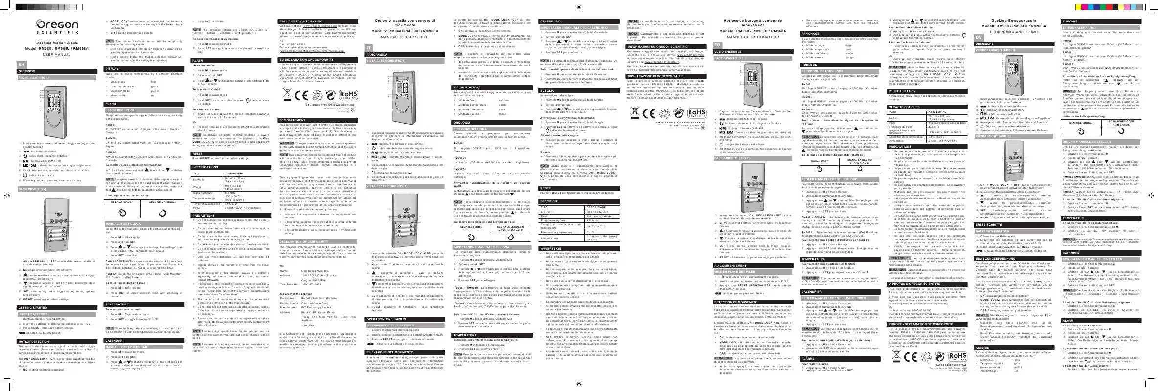 Mode d'emploi OREGON RM968A