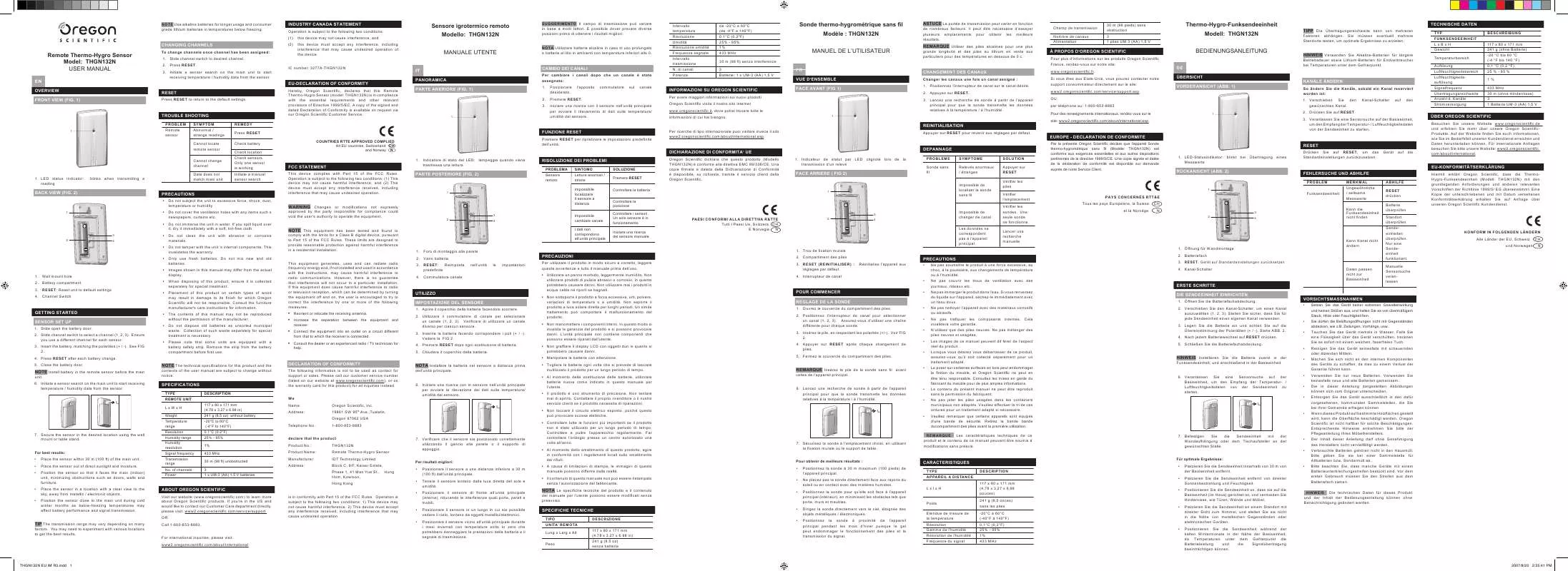 Mode d'emploi OREGON THGN132N